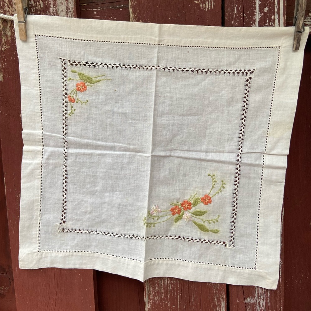 Orange Floral Needlepoint Dresser Duster